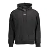 Calvin Klein Sleek Cotton Hooded Sweatshirt With Logo Print In Black