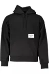 Calvin Klein Elegant Black Cotton Blend Hooded Sweatshirt In Black