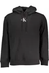 Calvin Klein Sleek Embroidered Hooded Sweatshirt In Black