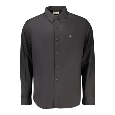 Calvin Klein Button-down Long-sleeve Shirt In Gray