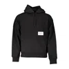 Calvin Klein Elegant Black Cotton Blend Hooded Sweatshirt In Black