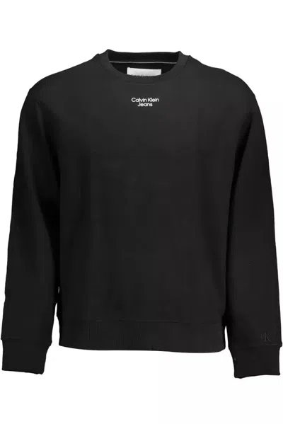 Calvin Klein Sleek Cotton Logo Sweatshirt In Black