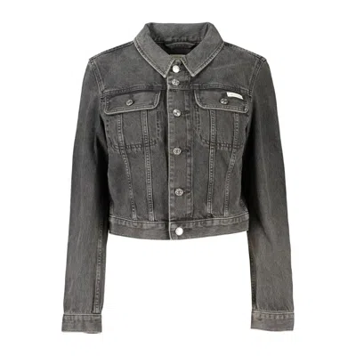 Calvin Klein Black Cotton Women's Jacket In Gray