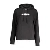 Calvin Klein Sleek Black Cotton Hoodie With Bold Print In Black