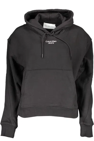 Calvin Klein Elegant Cotton Hooded Sweatshirt With Logo In Black