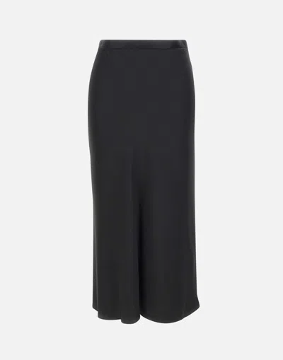 Calvin Klein Black Crepe De Chine Midi Skirt With Elasticated Waist