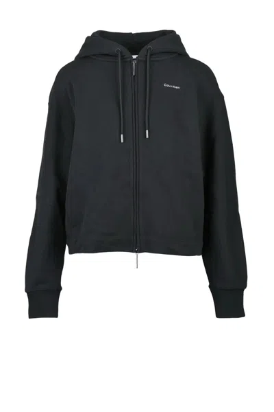 Calvin Klein Black Cropped Hooded Sweatshirt