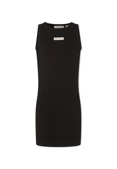 Calvin Klein Kids' Black Dress For Girl With Logo