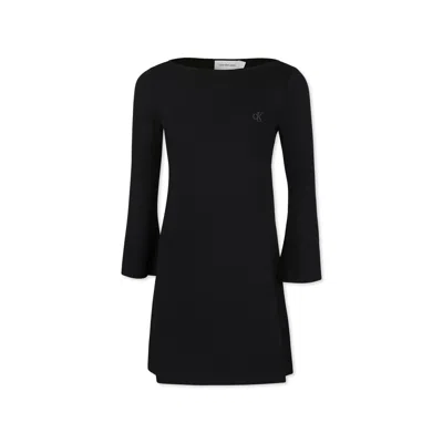 Calvin Klein Kids' Black Dress For Girl With Logo