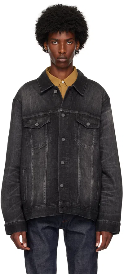 Calvin Klein Black Elongated Denim Jacket In Midnight Stone