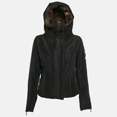 Calvin Klein Black Embellished Crepe Puffer Jacket