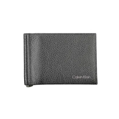 Calvin Klein Black Leather Wallet In Gray