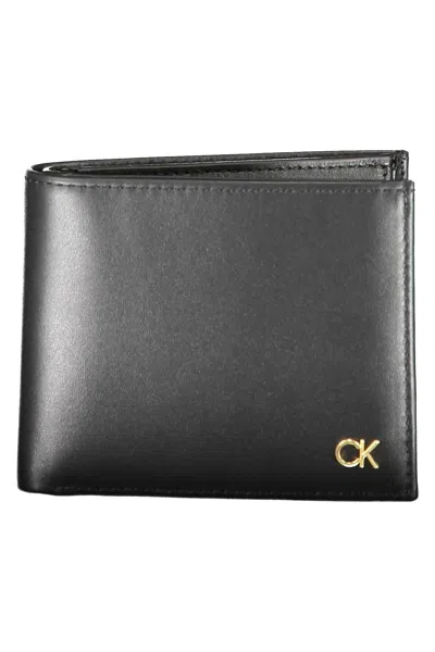 Calvin Klein Black Leather Wallet In Burgundy