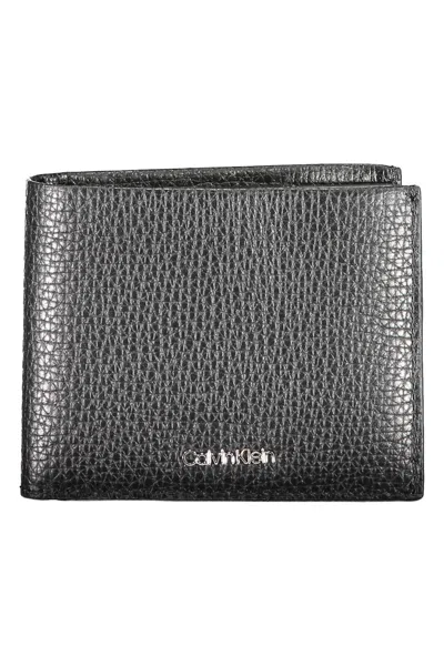 Calvin Klein Black Leather Wallet In Gold