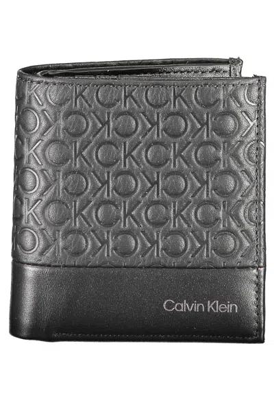 Calvin Klein Black Leather Wallet In Orange
