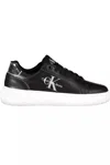 Calvin Klein Sleek Lace-up Sneakers With Contrasting Women's Details In Black