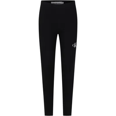 CALVIN KLEIN BLACK LEGGINGS FOR GIRL WITH LOGO