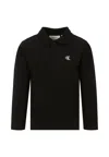 Calvin Klein Black Polo Shirt For Boy With Logo In Black
