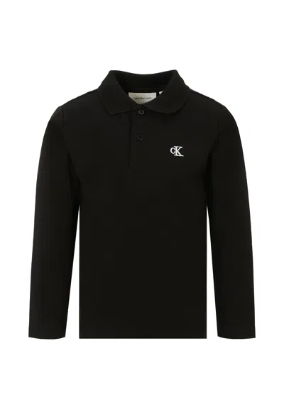 Calvin Klein Kids' Black Polo Shirt For Boy With Logo