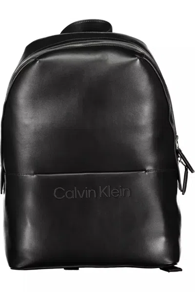 Calvin Klein Black Polyester Backpack In Burgundy