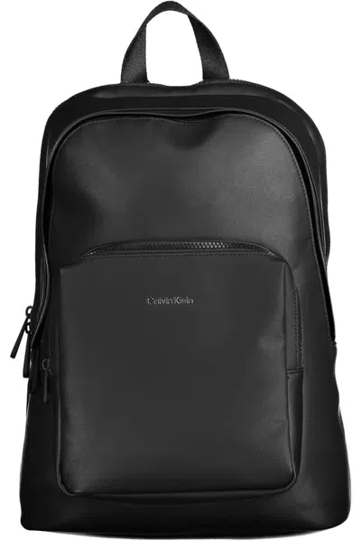 Calvin Klein Black Polyester Backpack In Burgundy