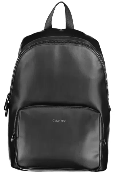 Calvin Klein Logo-plaque Zipped Backpack In Black