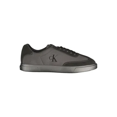 Calvin Klein Logo-print Panelled Sneakers In Black