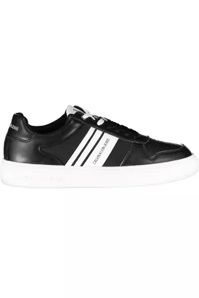 Calvin Klein Sleek Black Sports Sneakers With Contrasting Accents