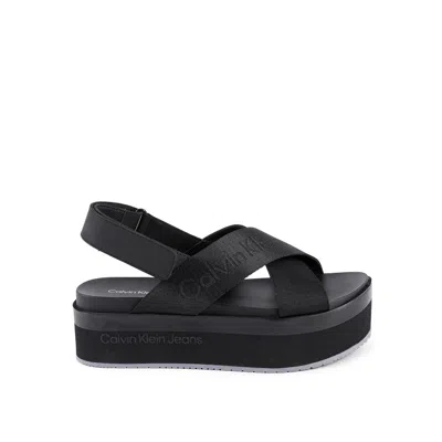Calvin Klein Black Recycled Polyester Platform Sandals