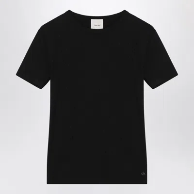 CALVIN KLEIN CALVIN KLEIN BLACK RIBBED T SHIRT