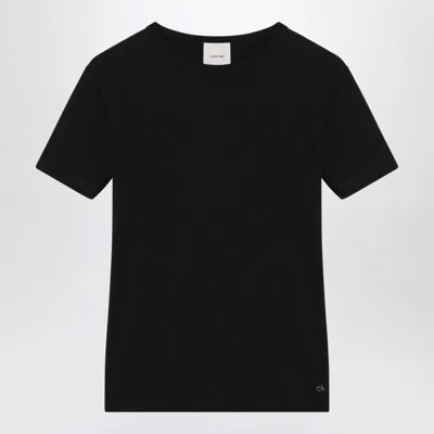 CALVIN KLEIN CALVIN KLEIN  BLACK RIBBED T-SHIRT