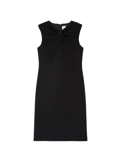 Calvin Klein Scuba Crepe Sl Knee Length Dress In Black