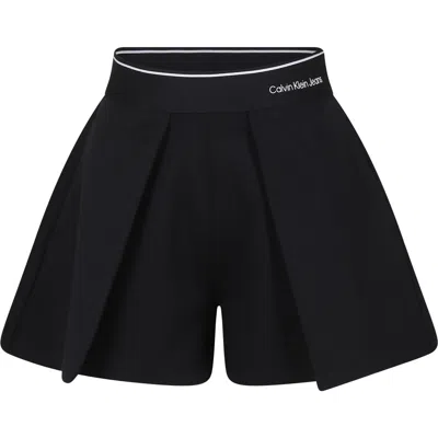 Calvin Klein Kids' Black Shorts For Girl With Logo