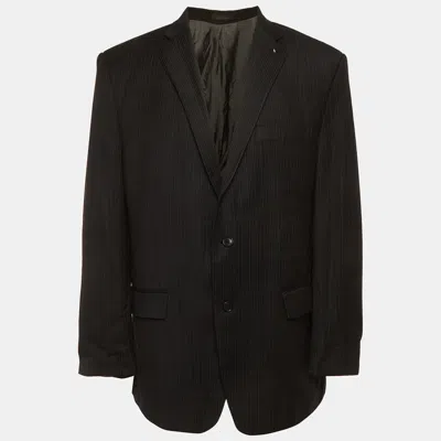 Pre-owned Calvin Klein Black Striped Wool Macy's Blazer Xl