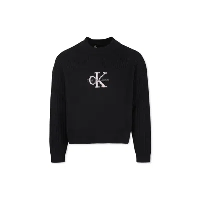 Calvin Klein Kids' Black Sweater For Girl With Logo