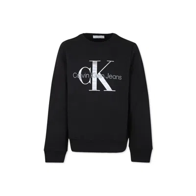 Calvin Klein Kids' Logo-intarsia Cotton Blend Jumper In Black