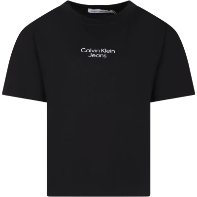 Calvin Klein Kids' Black T-shirt For Boy With Logo