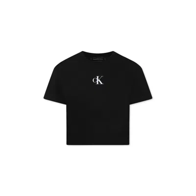 Calvin Klein Kids' Black T-shirt For Girl With Logo