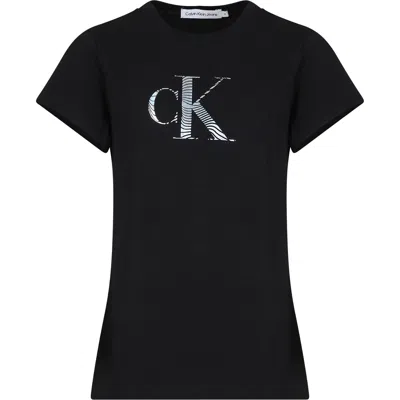 Calvin Klein Kids' Black T-shirt For Girl With Logo