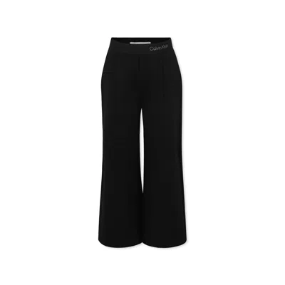 Calvin Klein Kids' Black Trousers For Girl With Logo