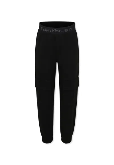 Calvin Klein Kids' Black Trousers For Girl With Logo