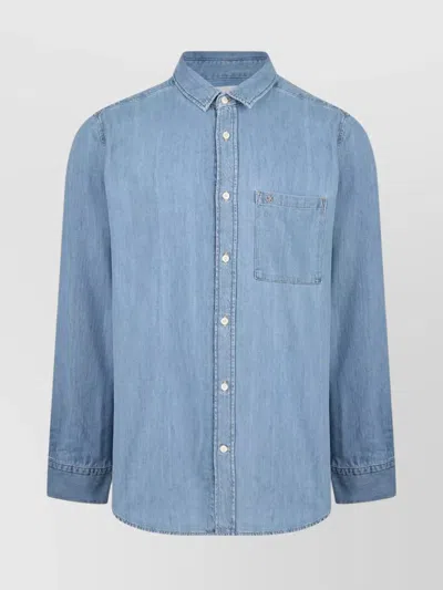 Calvin Klein Bleached Shirt Collar Button-down In Blue