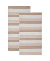 Calvin Klein Blocked Yarn Dye 2-piece Beach Towel Set In Beige,tan