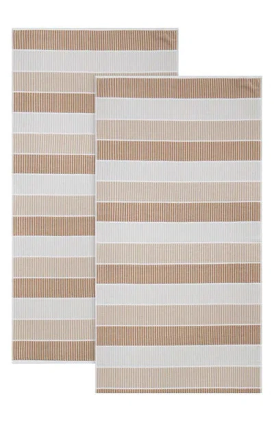 Calvin Klein Blocked Yarn Dye 2-piece Beach Towel Set In Multi