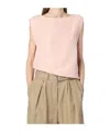 Calvin Klein Linen Blend Sleeveless V-neck Blouse In Pink