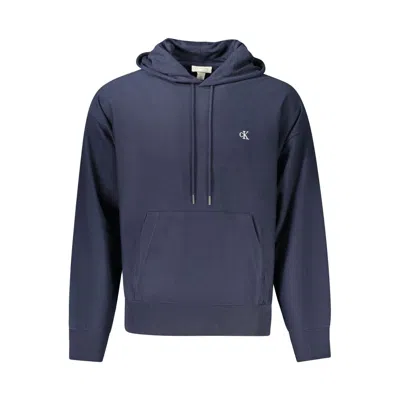 Calvin Klein Logo-detail Cotton Hoodie In Blue