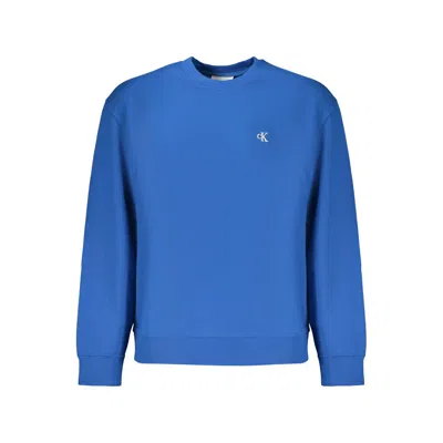 Calvin Klein Logo-embroidered Long-sleeve Sweatshirt In Blue