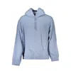 Calvin Klein Light Blue Cotton Hooded Sweatshirt In Blue