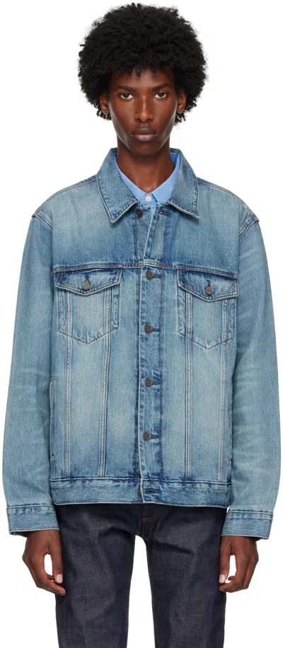 Calvin Klein Blue Elongated Denim Jacket In Alloy Indigo
