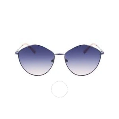 Calvin Klein Blue Gradient Oval Ladies Sunglasses Ckj22202s 405 61 In Blue / Navy